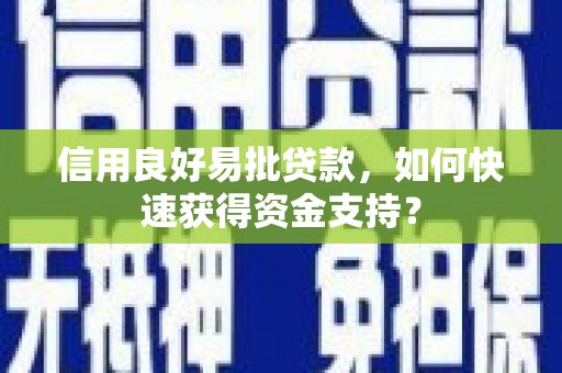 旬阳信用良好易批贷款，如何快速获得资金支持？