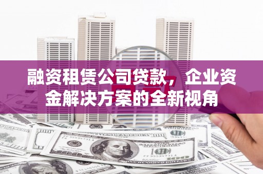 项城融资租赁公司贷款，企业资金解决方案的全新视角