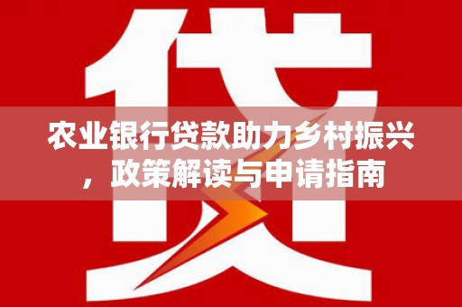 滁州农业银行贷款助力乡村振兴，政策解读与申请指南